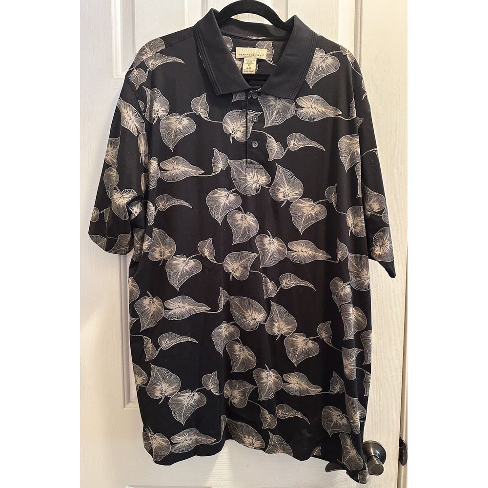 Kona Kai Trading Company XL  Mens Hawaiian Polo‎ Shirt Black
